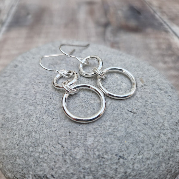 Sterling Silver Circle Earrings, handmade in the UK