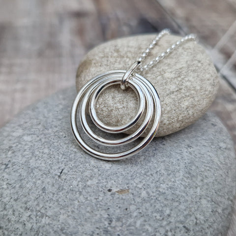 Sterling Silver 3 Circle Necklace suitable for a 30th birthday