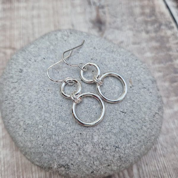 Sterling Silver Circle Earrings, handmade in Bristol