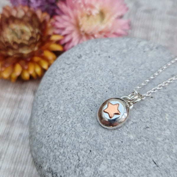 Copper and Silver Star Necklace
