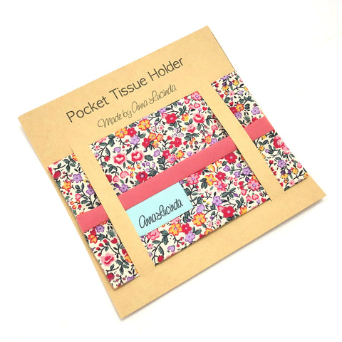 Tissue holder in floral fabric