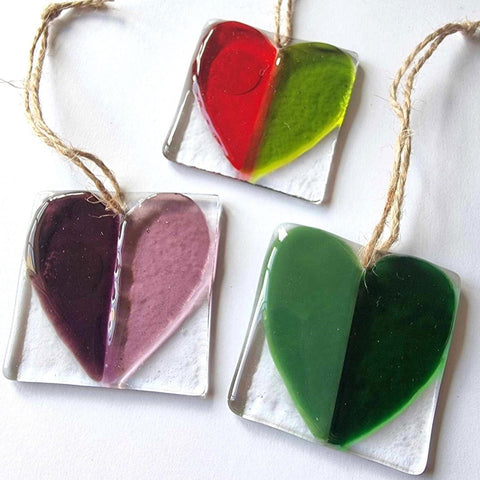 Fused Glass Love Heart, handmade in England