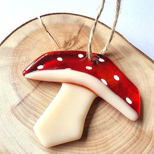 Red toadstool mushroom, glass decoration