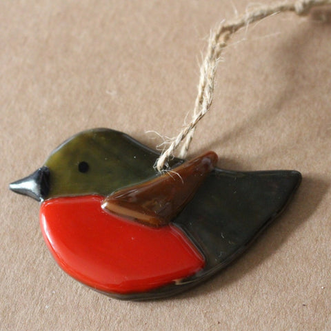 Fused Glass Robin Decoration