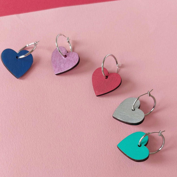 Colourful Heart hoop earrings