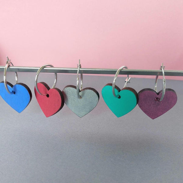 Colourful Heart hoop earrings