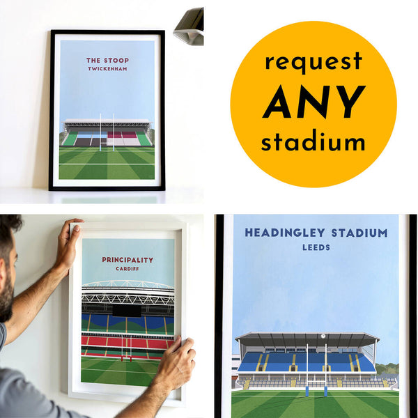Print of any Rugby Stadium, framed or unframed