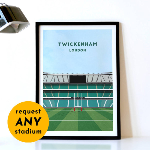 Print of any Rugby Stadium, framed or unframed