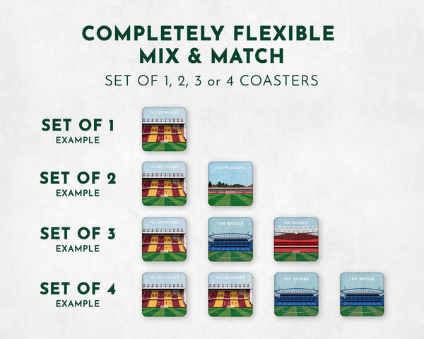 Contemporary Football Stadium Coaster Gift, Mix And Match Set
