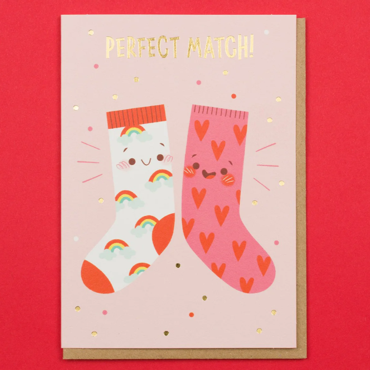 Odd socks perfect match Valentine's Card