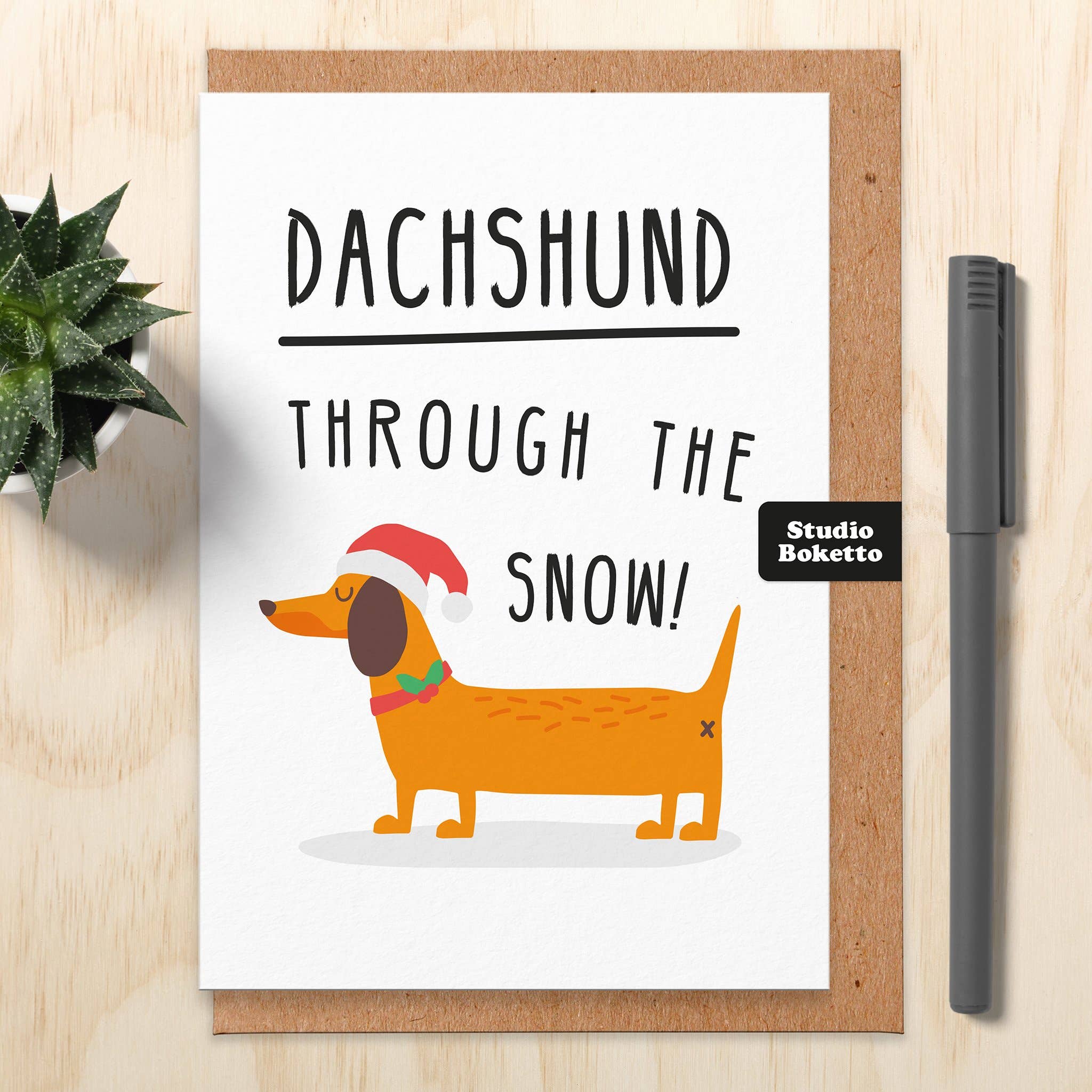 Dachshund Through the Snow Christmas Card