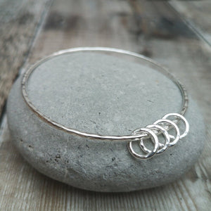 40th Sterling Silver Bangle with 4 Rings