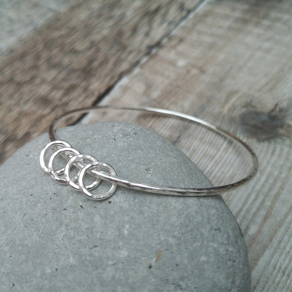 40th Sterling Silver Bangle with 4 Rings