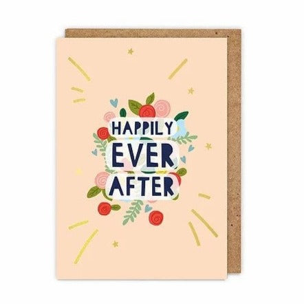 Gold Foiled 'happily Ever After' Wedding Greetings Card