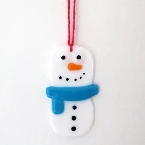 Handmade Glass Snowman Christmas Decoration