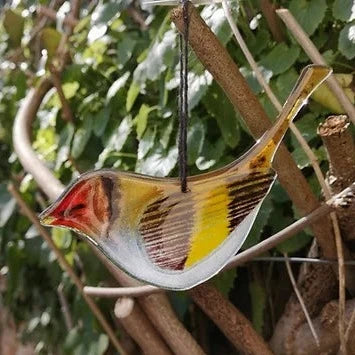 Fused Glass Goldfinch hanging decoration