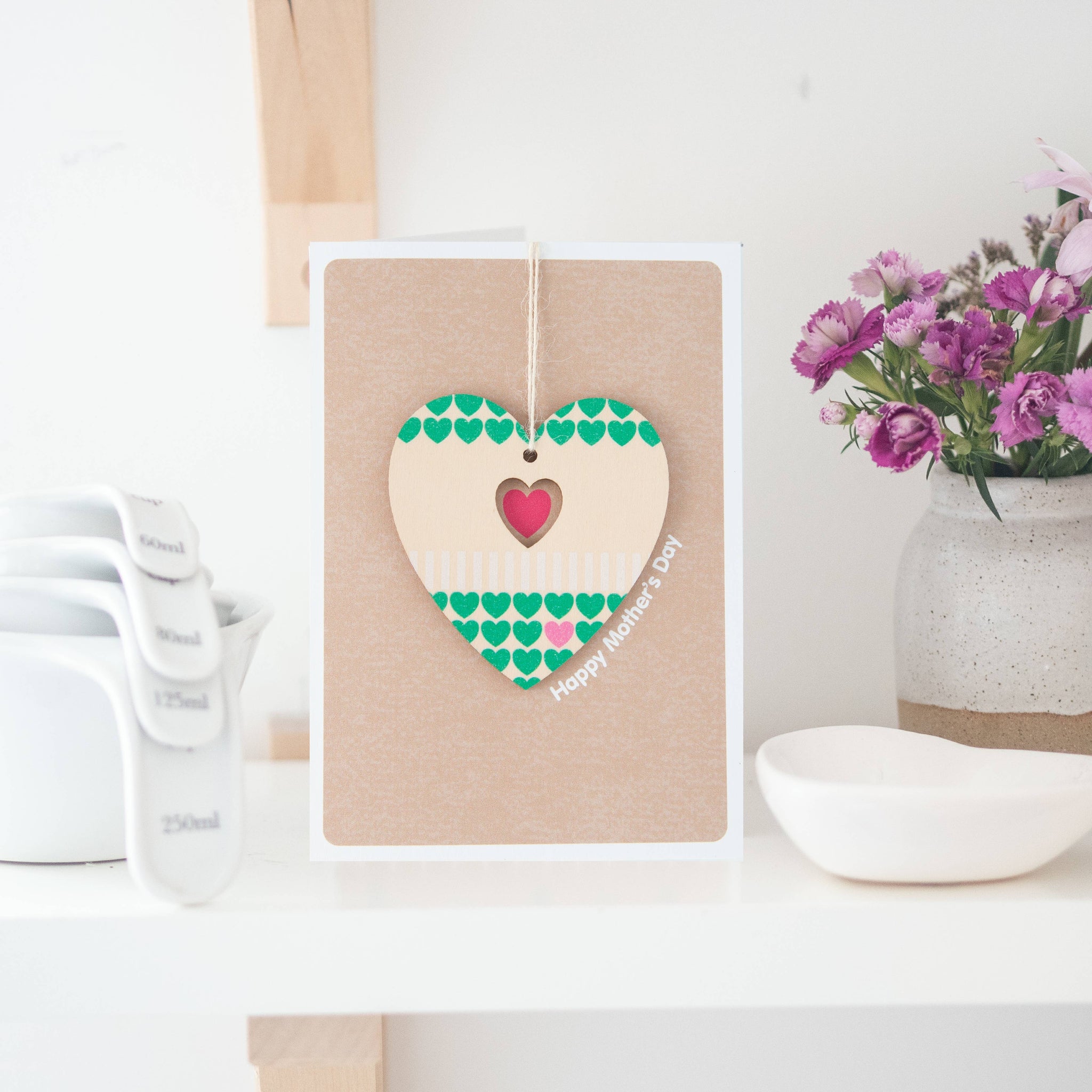 Wooden Heart Keepsake Mother's Day Card
