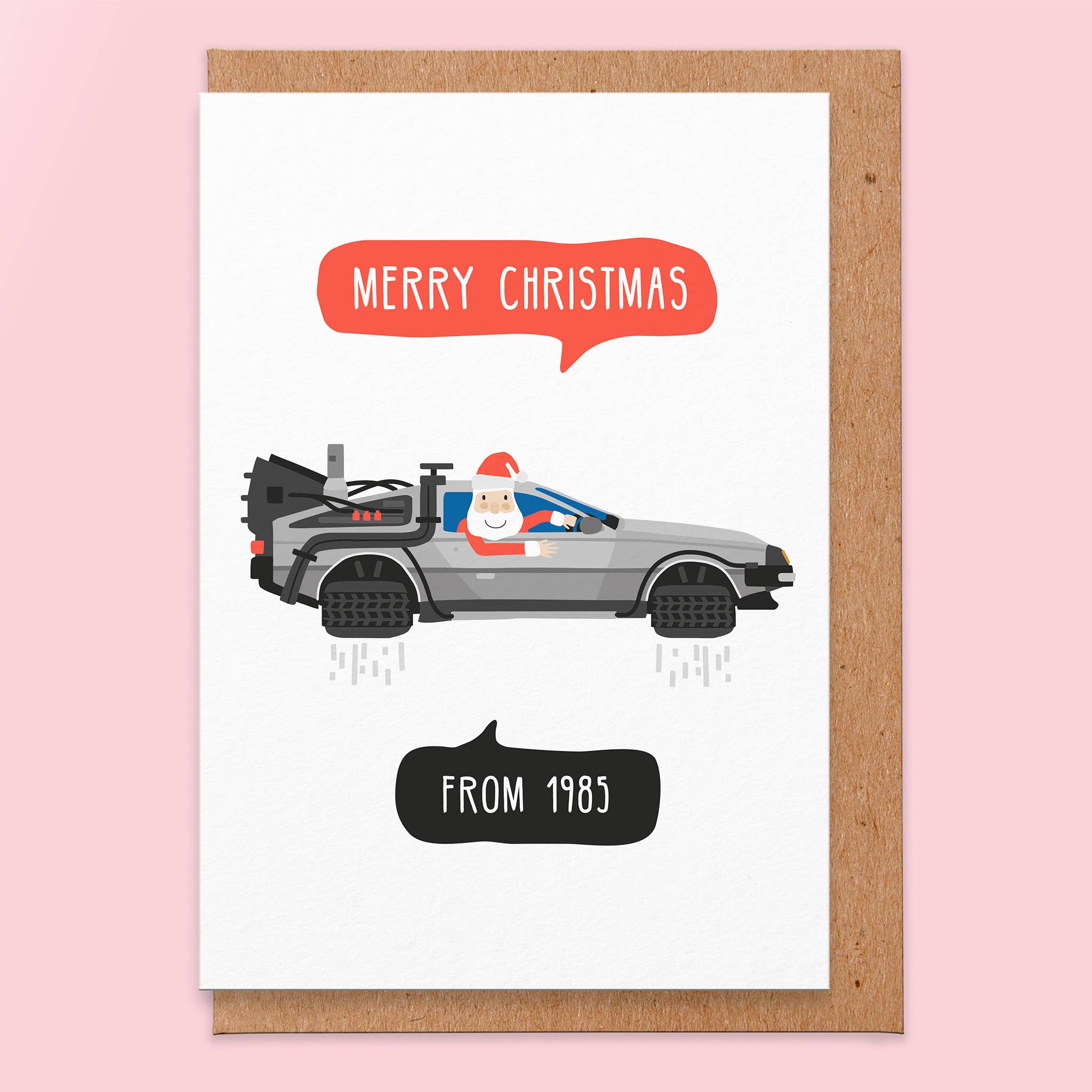 Back to the Future Christmas Card featuring the DeLorean Time Machine