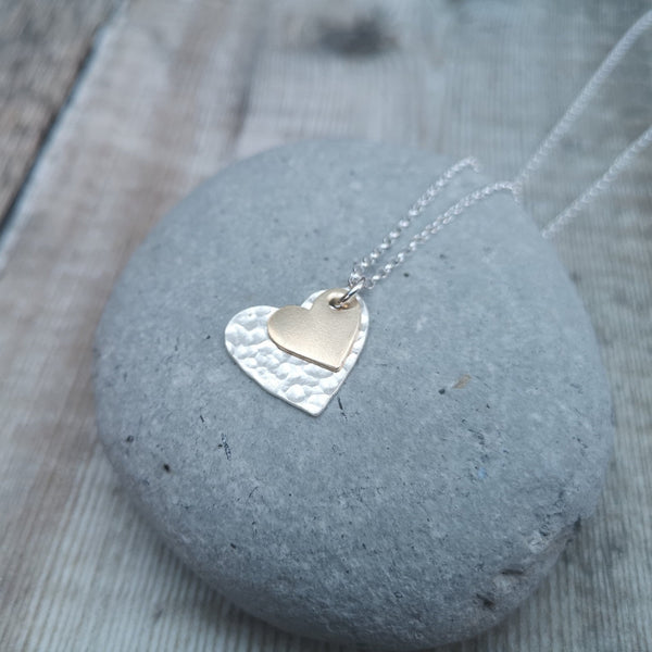 12 Carat Gold and Sterling Silver Heart Necklace