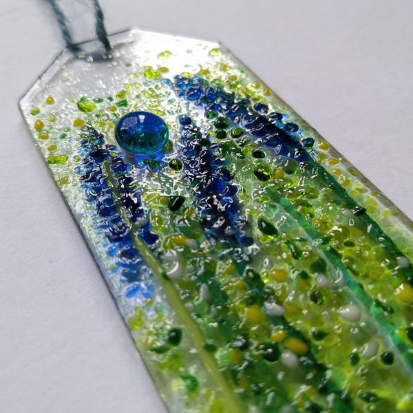 Allium and Lupine fused glass made in Bristol