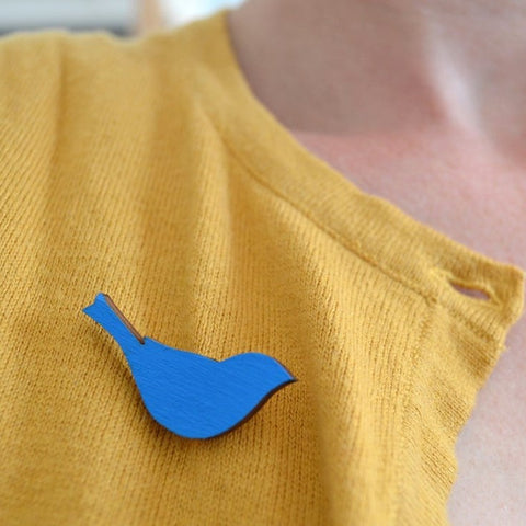 Small painted Wooden Bird Brooch in a choice of colours
