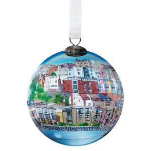 Bristol Glass Bauble featuring a painting of the harbour