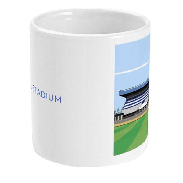 Bristol Rovers mug featuring an illustration  of the Memorial Stadium