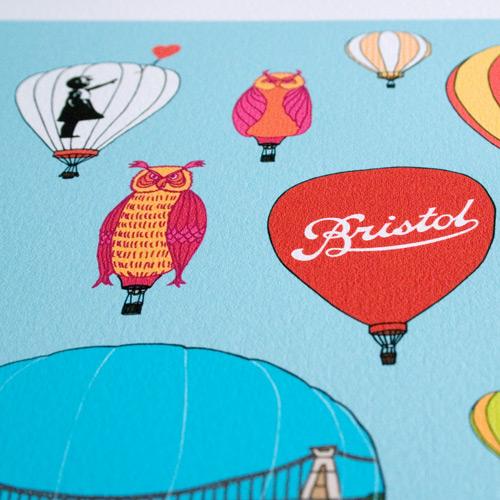 Bristol Scroll Hot Air Balloon and Banksy hot air balloon art print