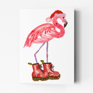 Festive Flamingo Christmas Card made in Bristol