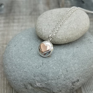 Sterling Silver Necklace with Copper Heart made in Bristol