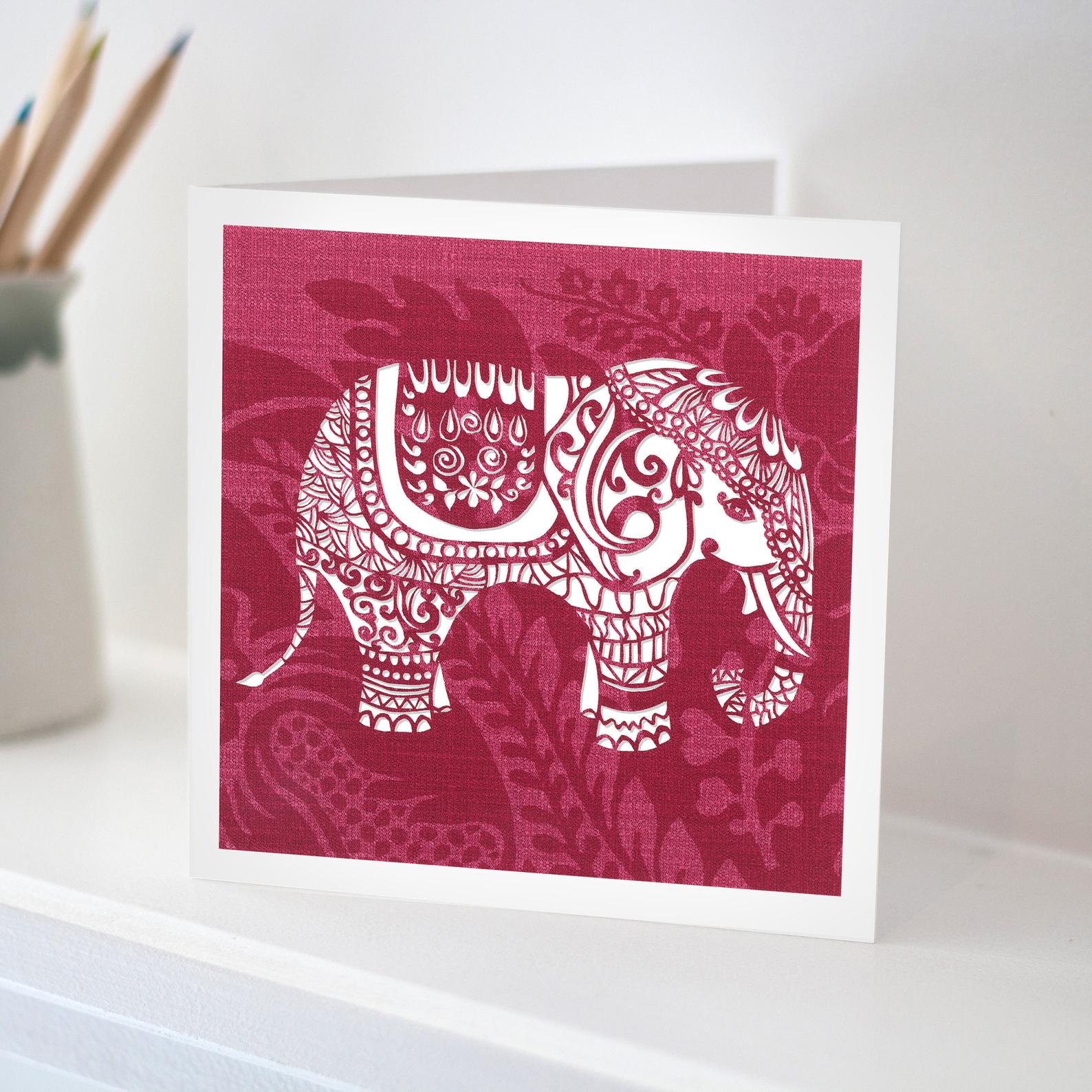 Red Indian Elephant Card