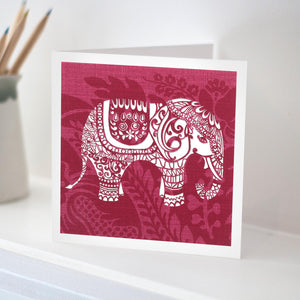 Red Indian Elephant Card