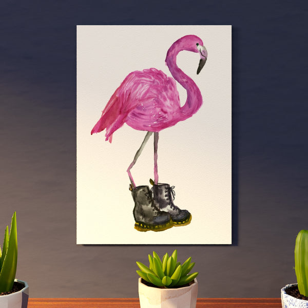 Flamingo in Dr Marten Boots art print watercolour