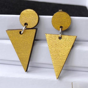 Walnut Gold Triangle Drop Earrings