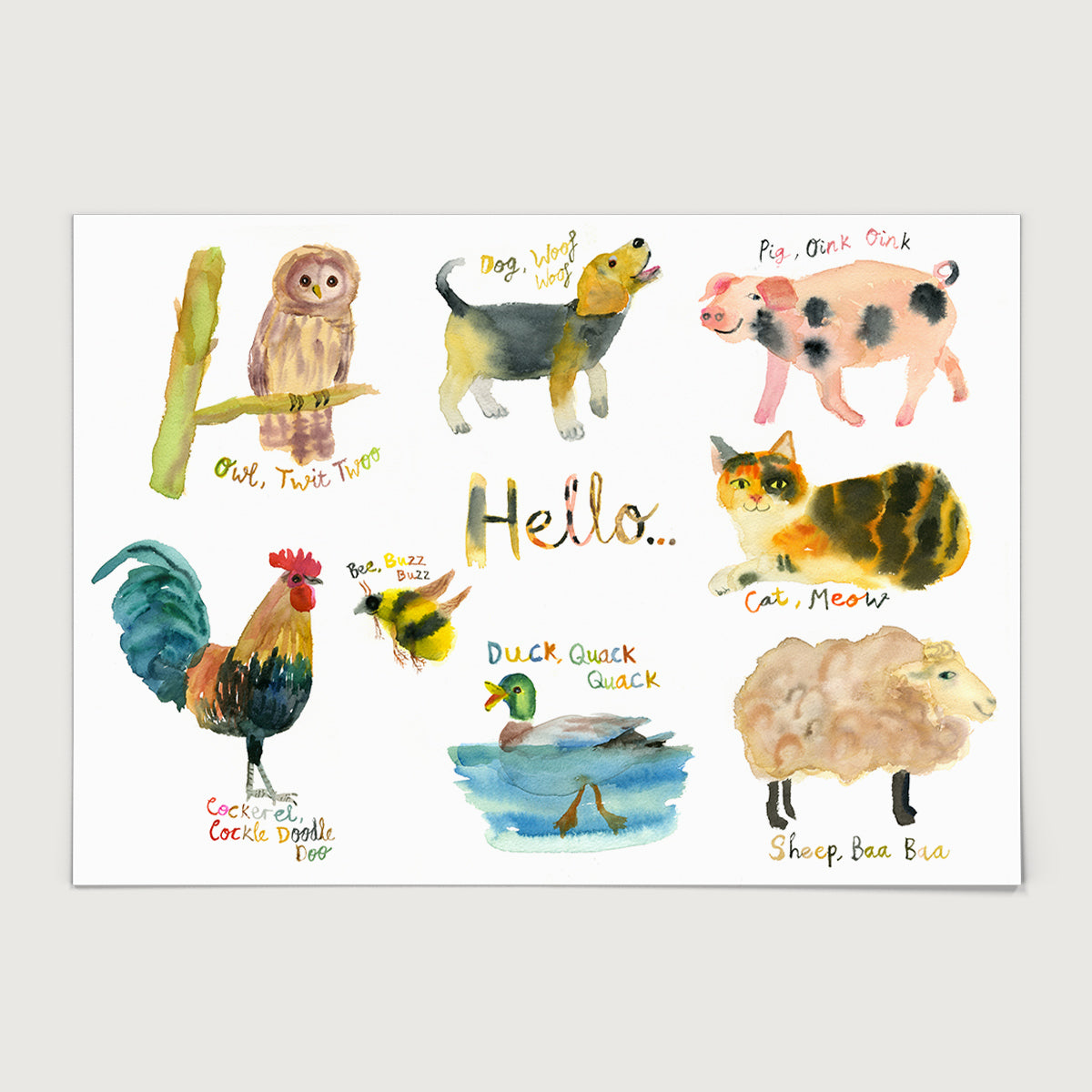 Hello Animals Print