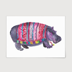 Hippo in a Poncho Print