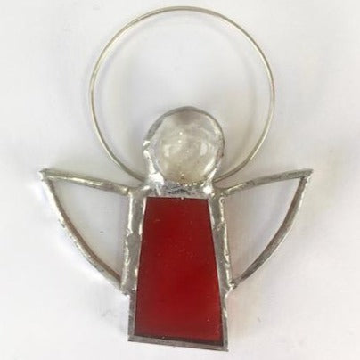 Stained Glass Red Angel Christmas Decoration