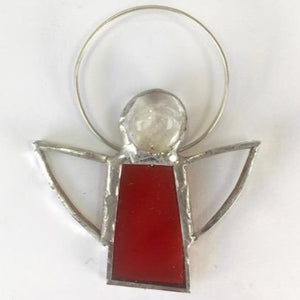 Stained Glass Red Angel Christmas Decoration