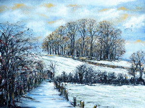 Kelston Roundhill in the Snow, art print