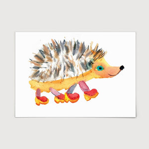 One Hedgehog in Clogs Print
