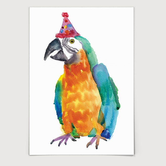 Parrot in a Party Hat Print