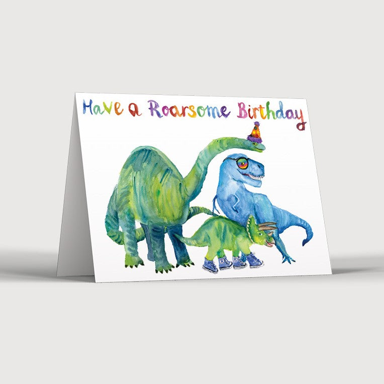 Roarsome Dinosaur Birthday Card by Rosie Webb at Eclectic Gift Shop Bristol