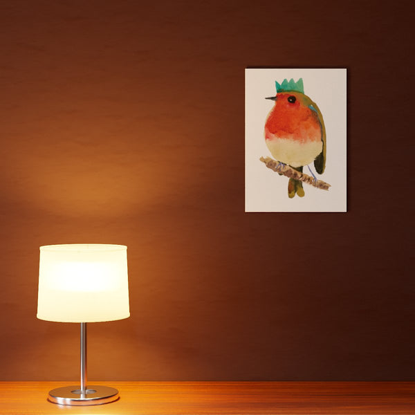 Robin art print in minimal apartment