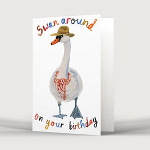 Swan Birthday Card by Rosie Webb at Eclectic Gift Shop Bristol