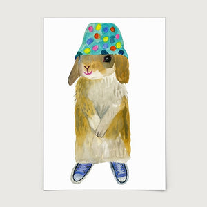 Rabbit in Bucket Hat Art Print