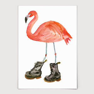 Cyber Flamingo Print