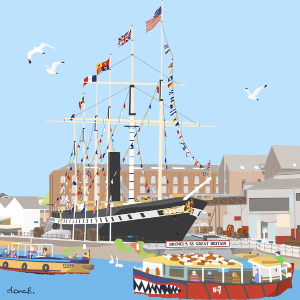 ss Great Britain Greetings Card by Dona B drawings | Eclectic Gift Shop
