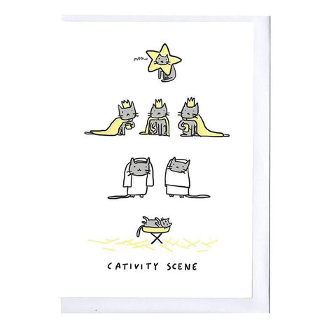 Cat Nativity Scene Christmas Card