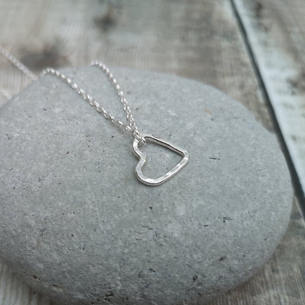 Silver Open Heart Necklace with one to five hearts