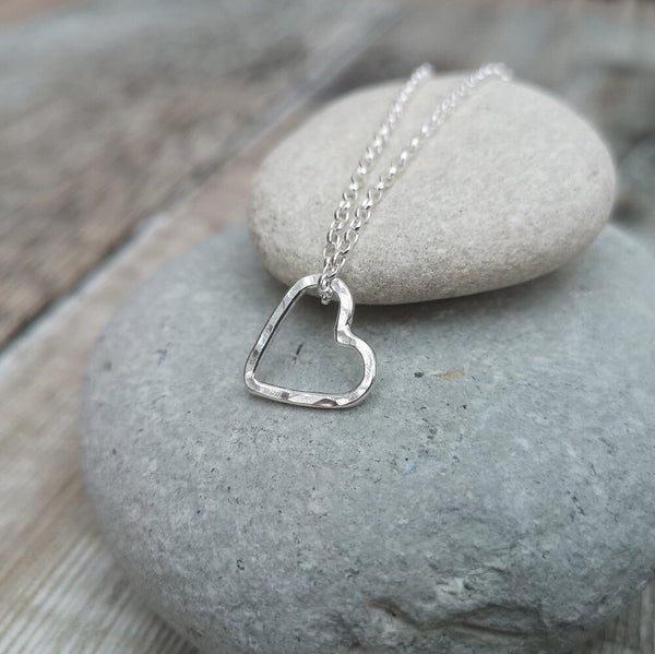 Silver Open Heart Necklace with one to five hearts